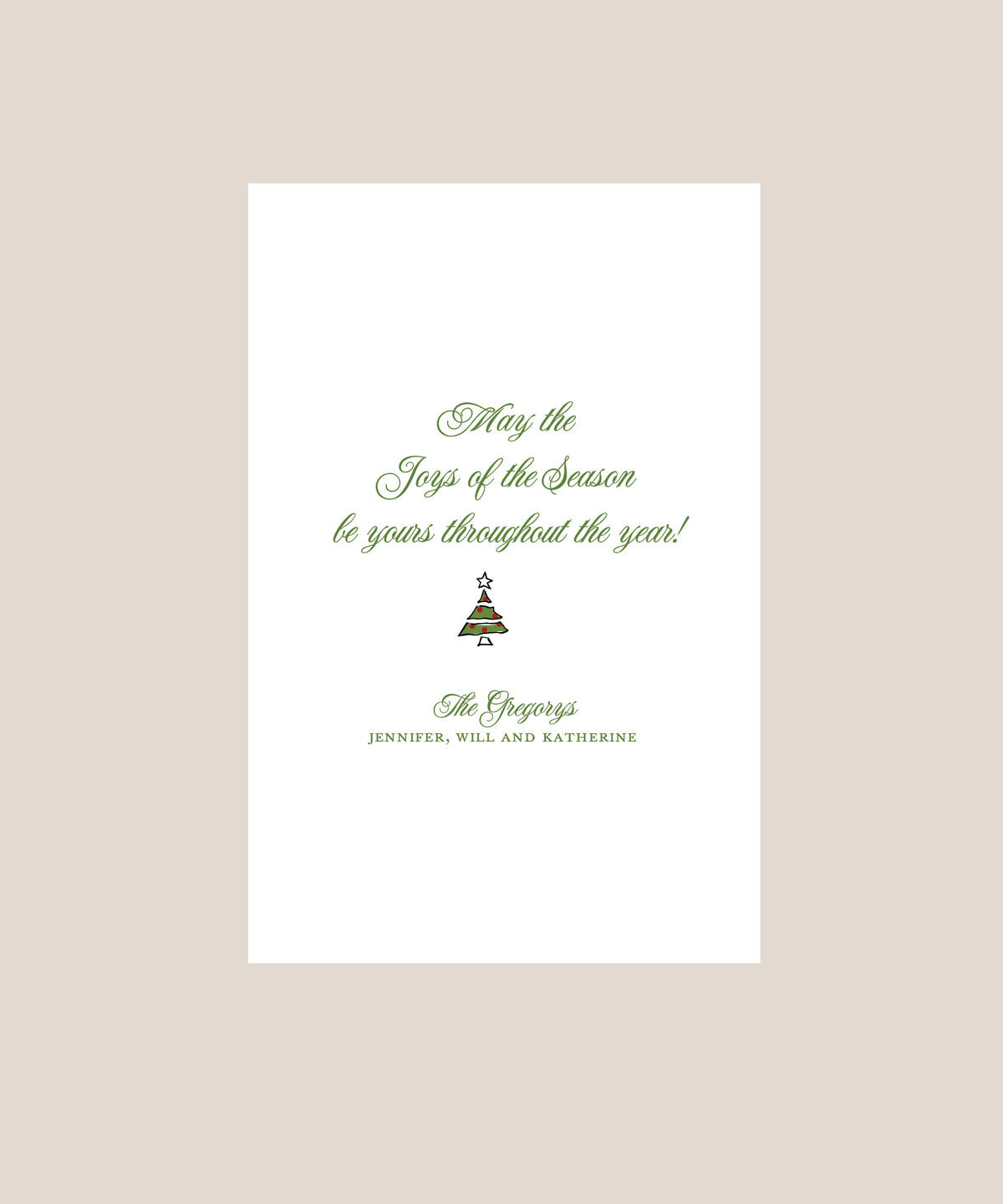 Merry Christmas Script Holiday Folded Card