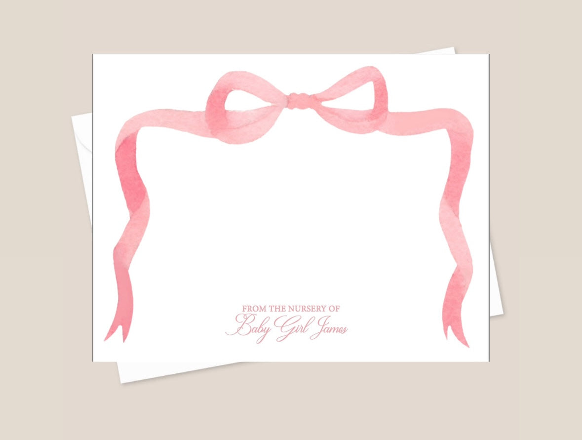 Pink Bow Nursery Stationery