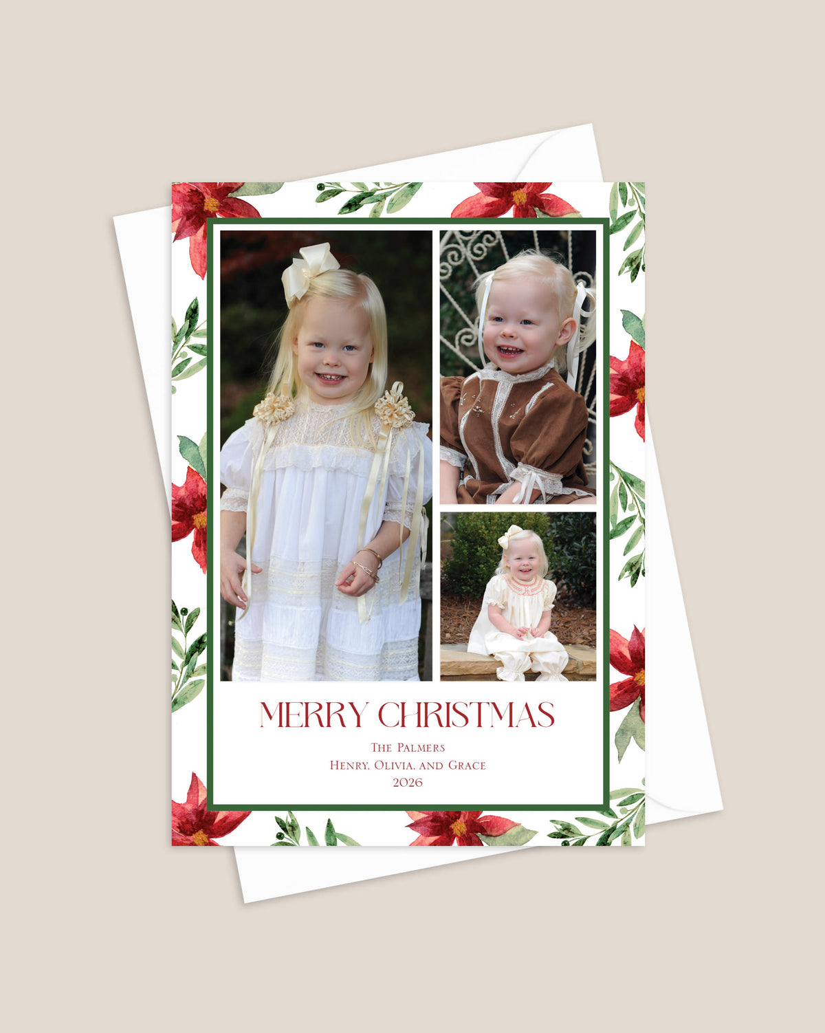 Poinsettia Pattern Holiday Card