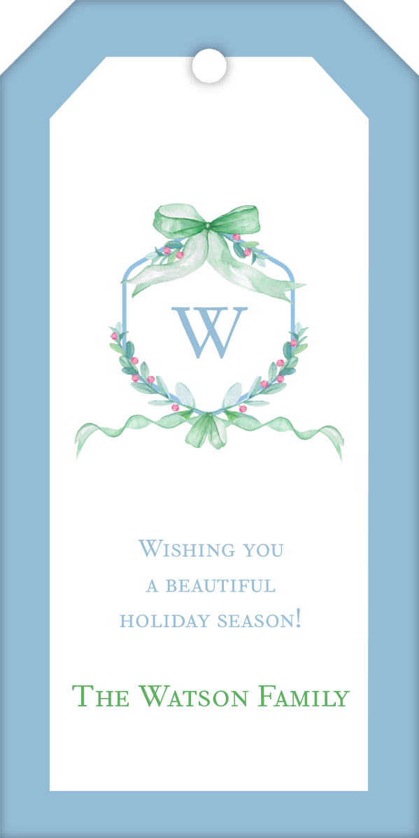 crest holiday gift tag