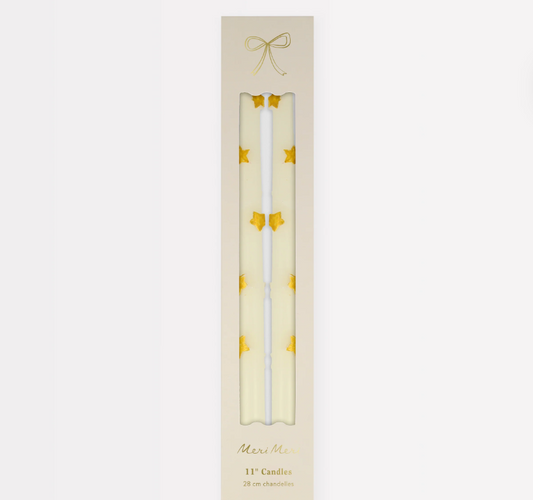 Gold Star Taper Candles - Set of 2