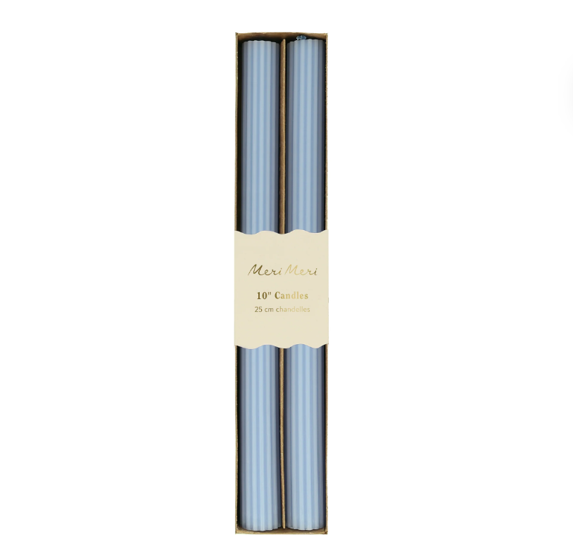 Summer Sky Blue Table Candles - Set of 2