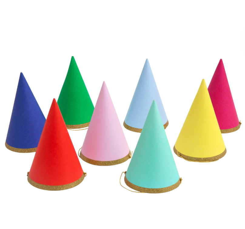 Multicolor Party Hats - Set of 8