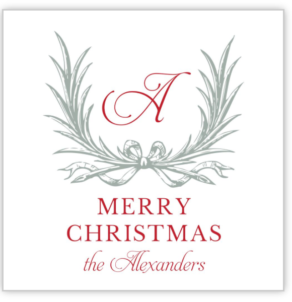 Initial Wreath Christmas Stickers