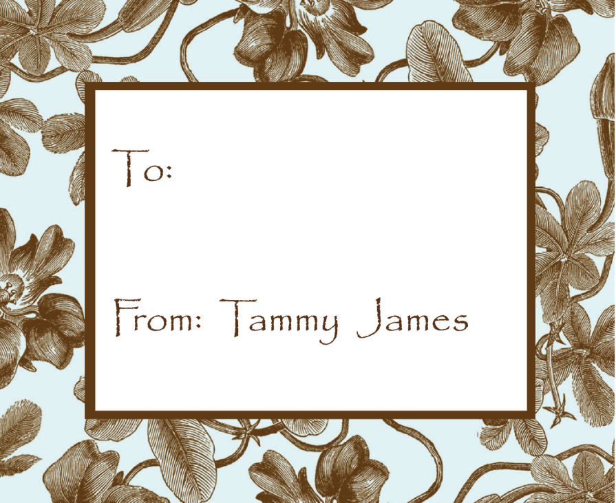 Greeting card with floral design and 'To' and 'From: Tammy James' text