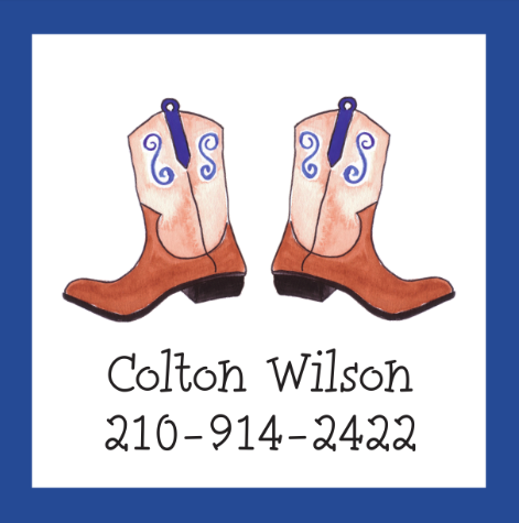 Blue Border Cowboy Boot Calling Card