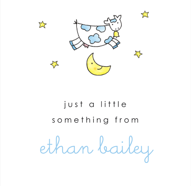 Cartoon design with a moon, stars, and text 'just a little something from ethan bailey' on a white background.