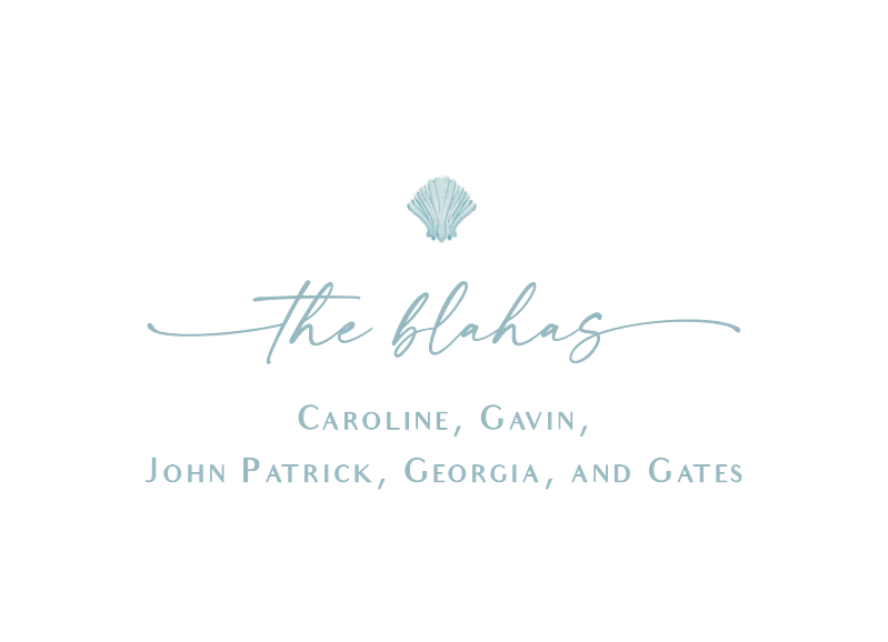 Family name and members displayed with a decorative element on a white background
