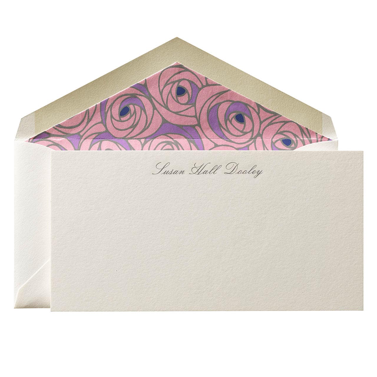 long notecard stationery with script name