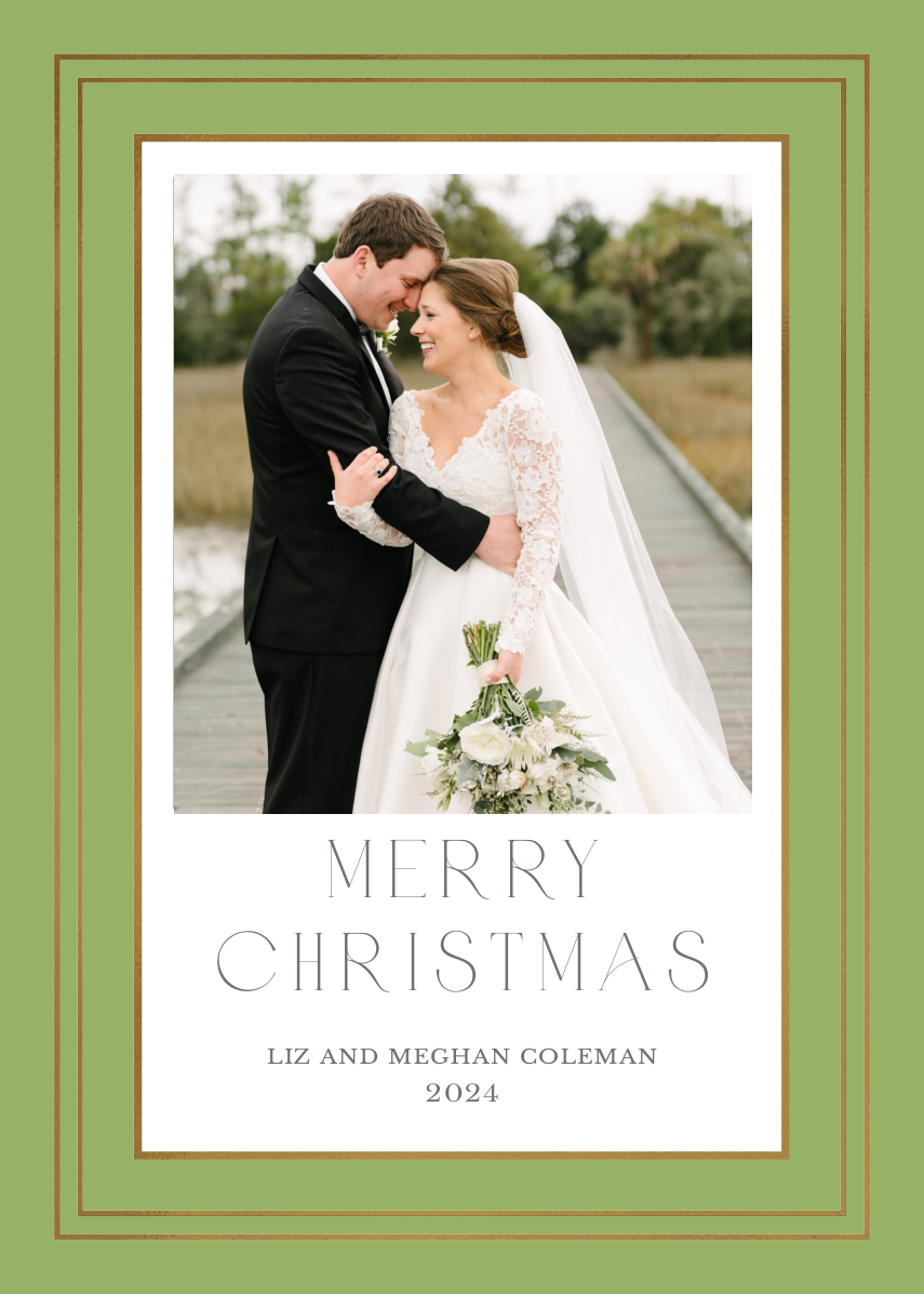 green and gold border christmas card