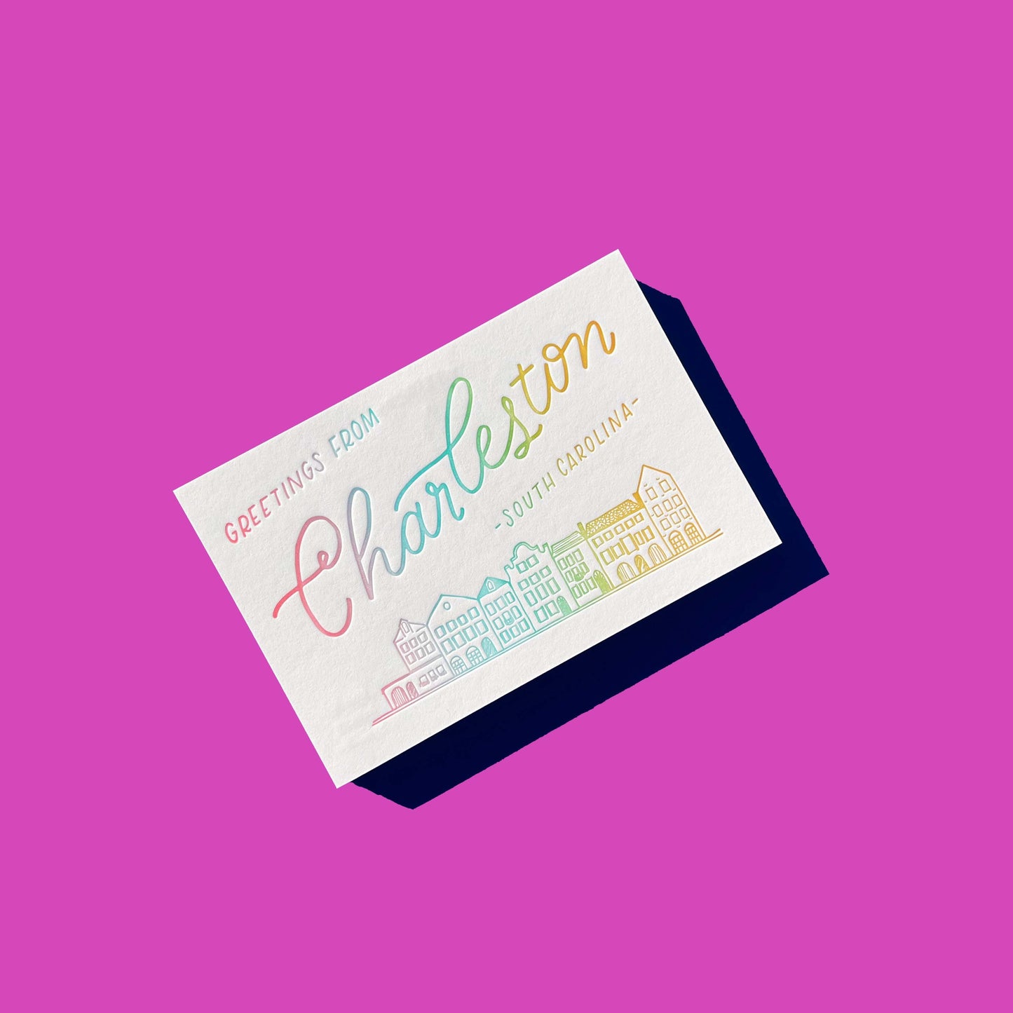 Charleston rainbow row postcard