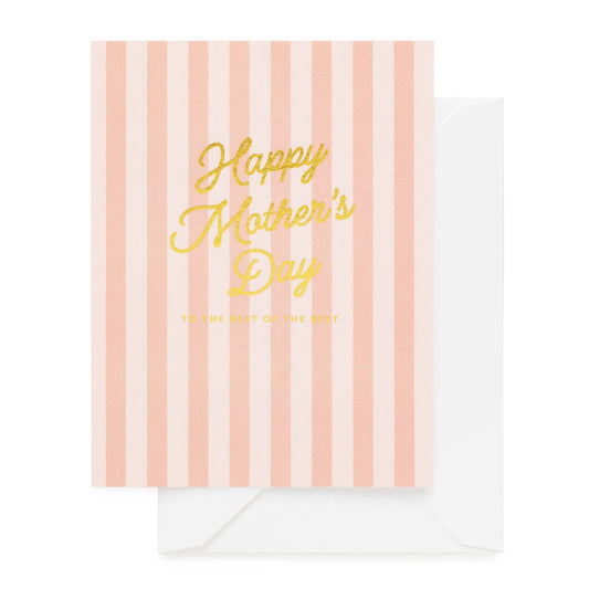 shades of pink striped Mother's Day card