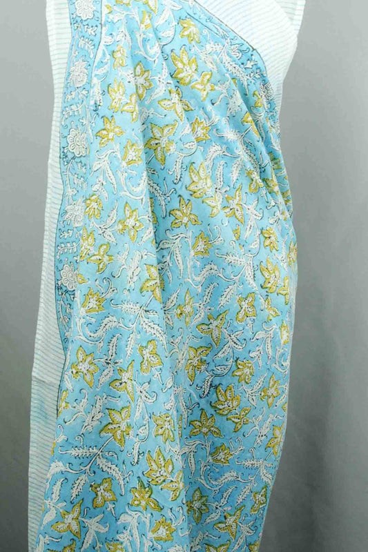 Blue Mustard Floral - Beach Coverup Sarong Pareo