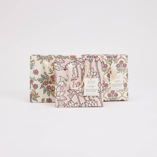Pink Earth Small Hand Block Printed Gift Bag