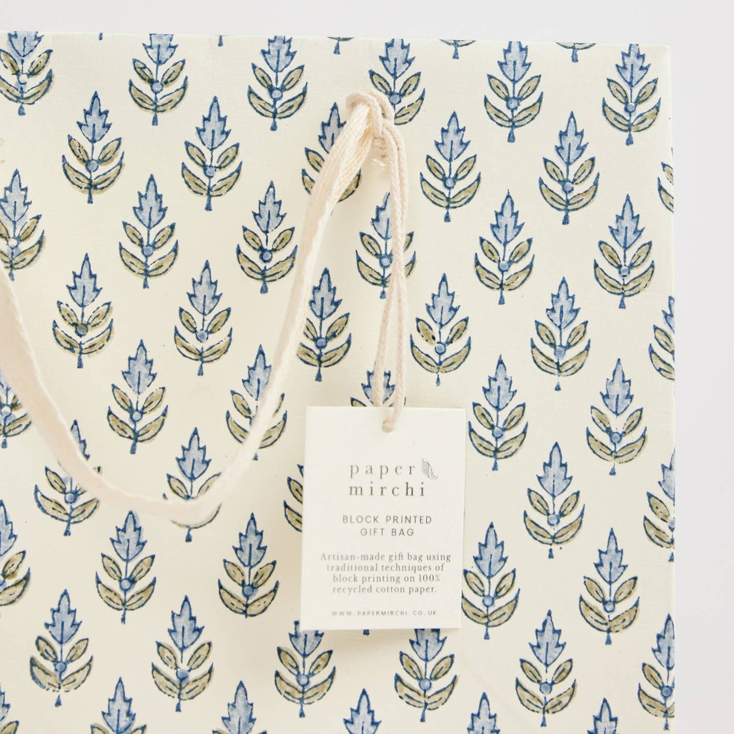 Paper Mirchi - Hand Block Printed Gift Bags (Medium) - Blue Stone