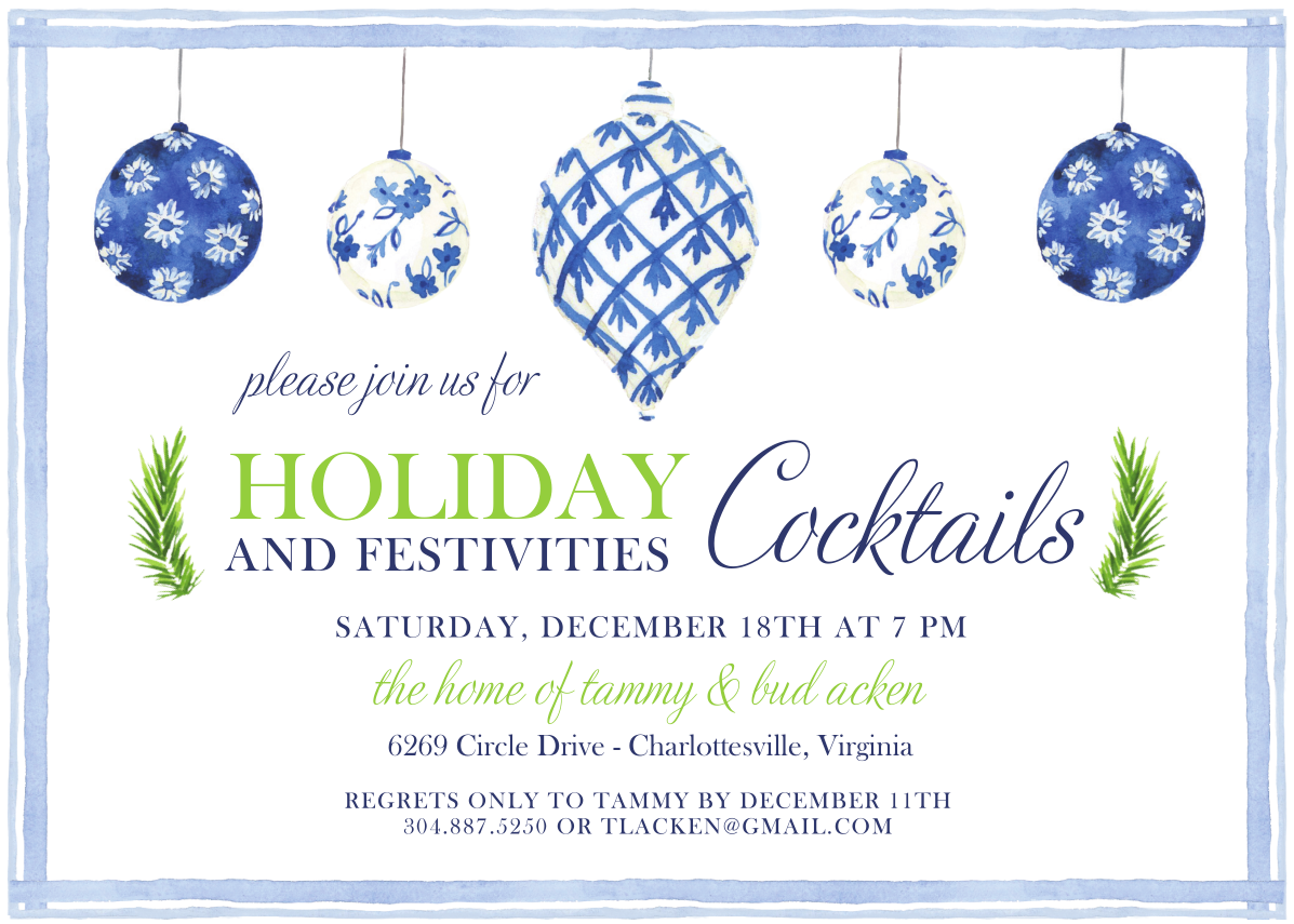 Blue Ornaments Invitation