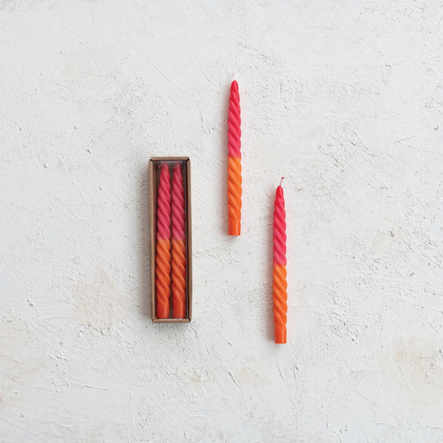 Fuchsia and Orange Twisted Taper Candles