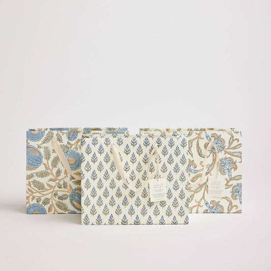 Blue Stone Medium Hand Block Printed Gift Bag