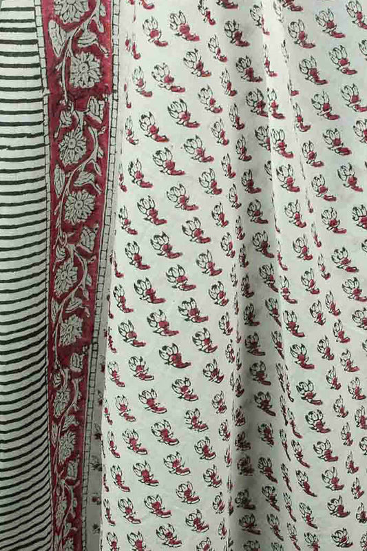 White Floral Buti - Beach Coverup Sarong