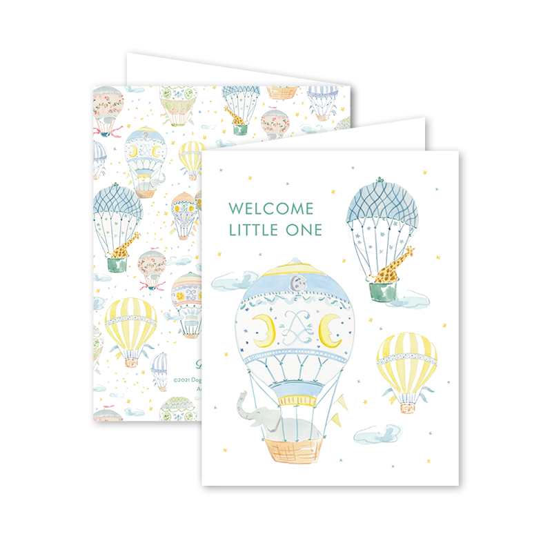 hot air balloon note card
baby welcoming card