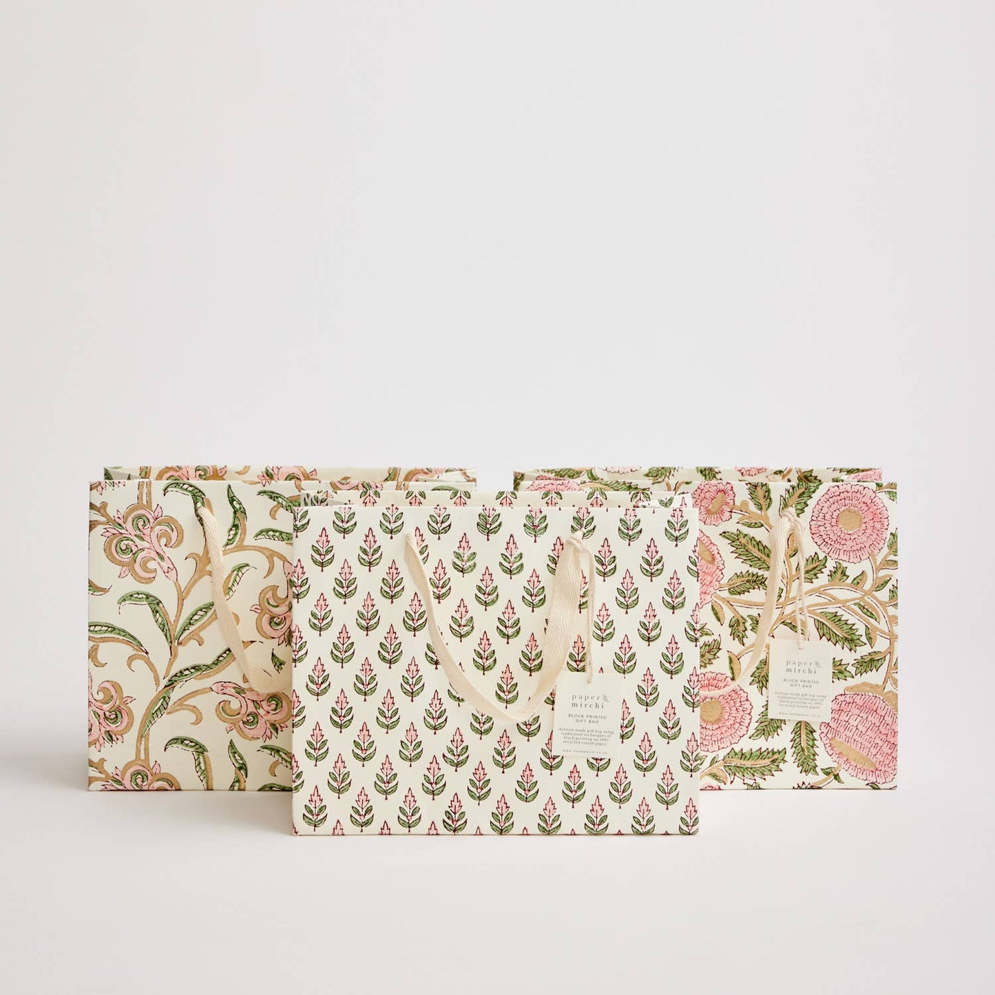 Blush Medium - Hand Block Printed Gift Bag