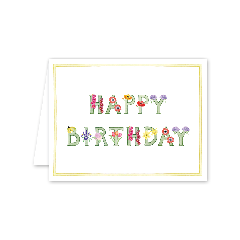 Alphabet Blooms Birthday Card
