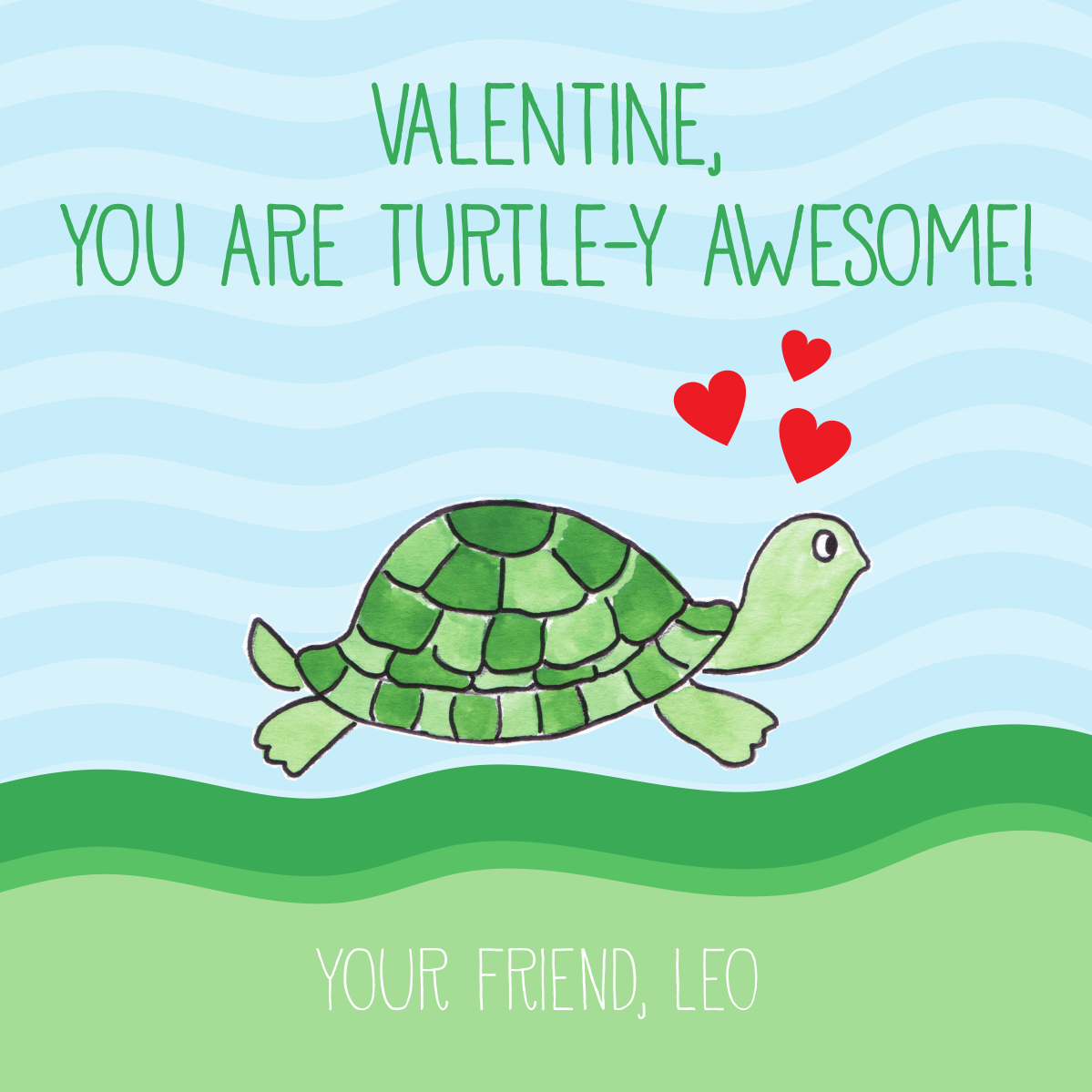 turtle valentine gift tags