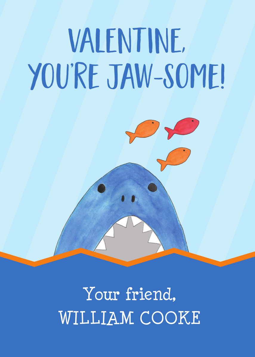 shark valentines gift tags