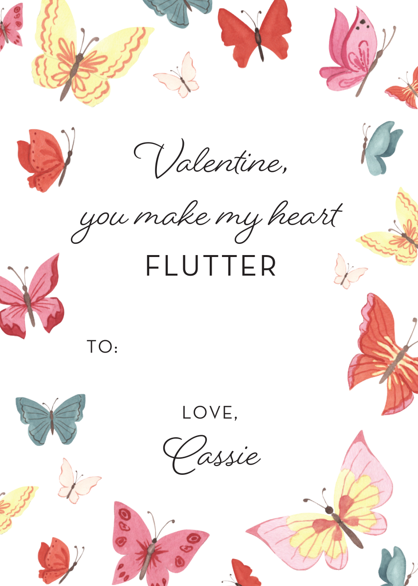 butterfly valentines gift tags