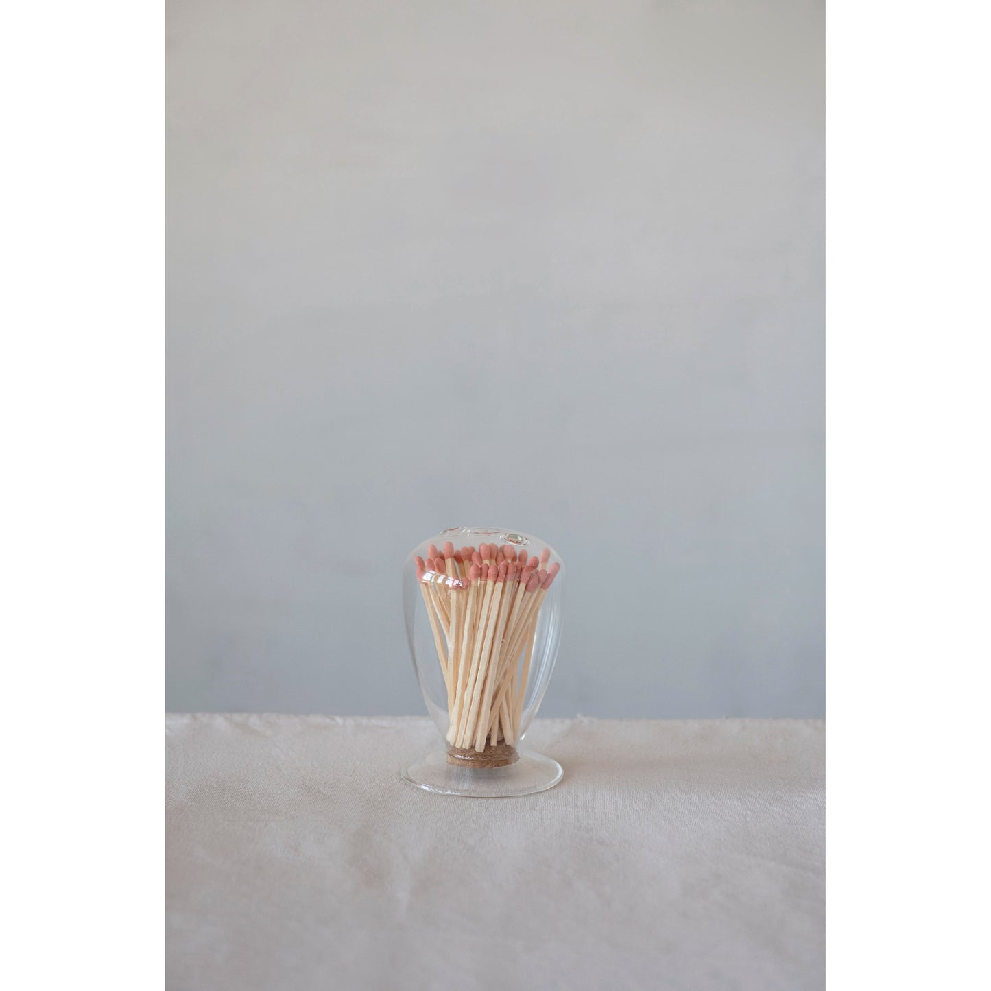 3" Round Glass Match Holder w Bright Matches