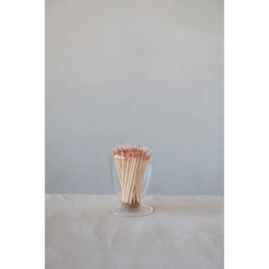 3" Round Glass Match Holder w Bright Matches