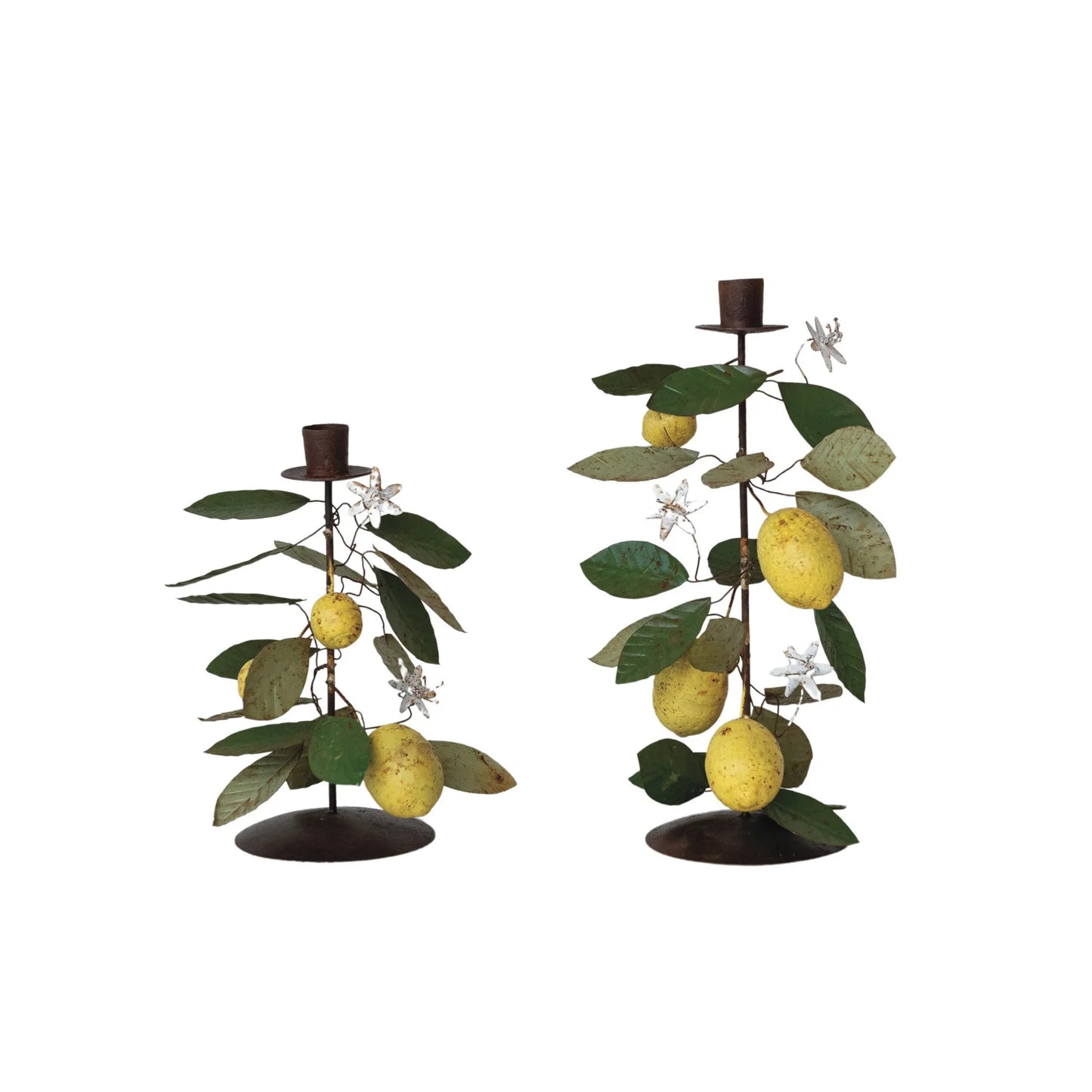 8.5 Hand-Painted Metal Lemon Taper Holder
