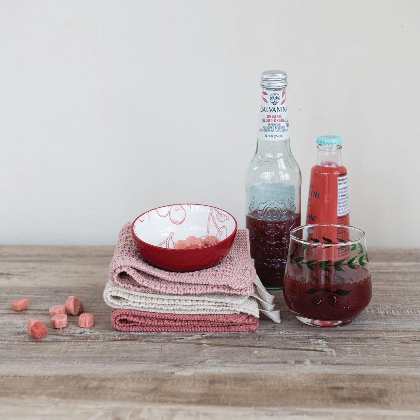 12 oz. Hand-Painted Drinking Glass with Cherries
