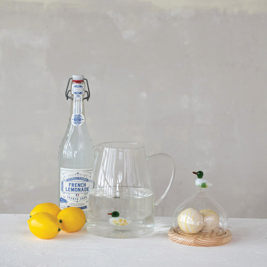 7.5" Glass Pitcher w Duck Inside