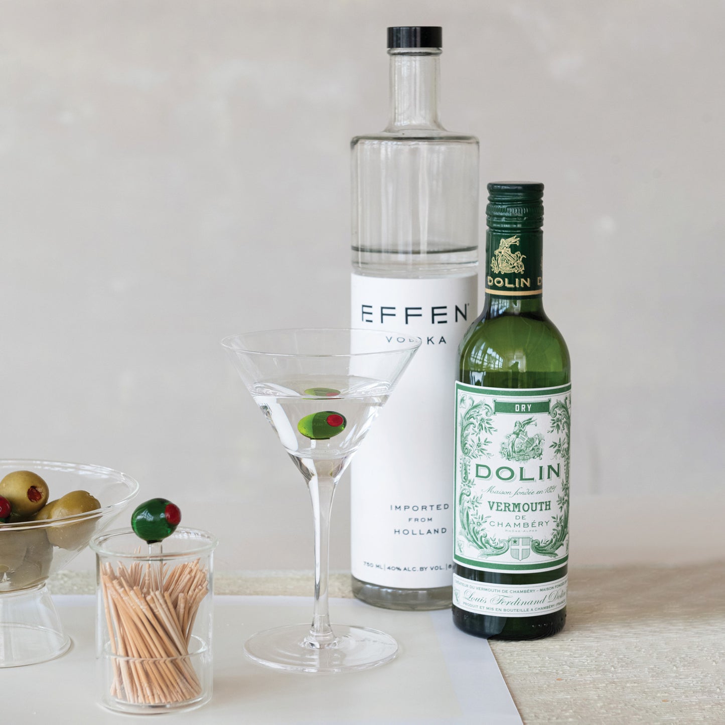 4" Round Martini Glass w/ Olive