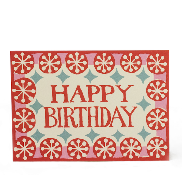 Cambridge Imprint - Card Happy Birthday Coral, Pink and Pale Turquoise