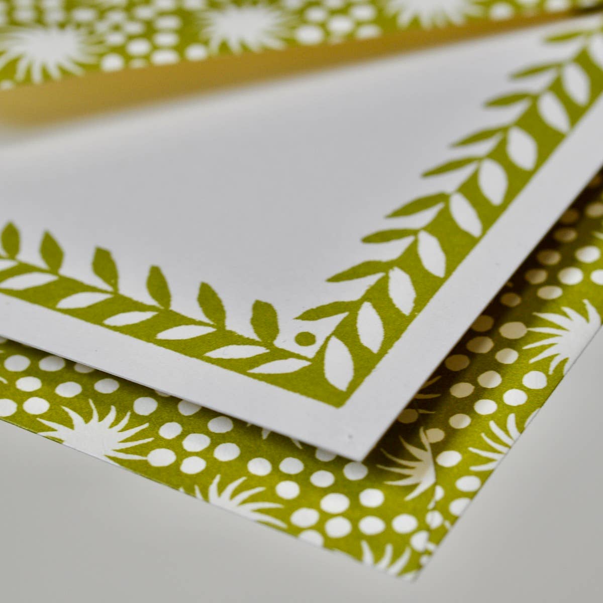 Postcards with Patterned Border in Bawden Green