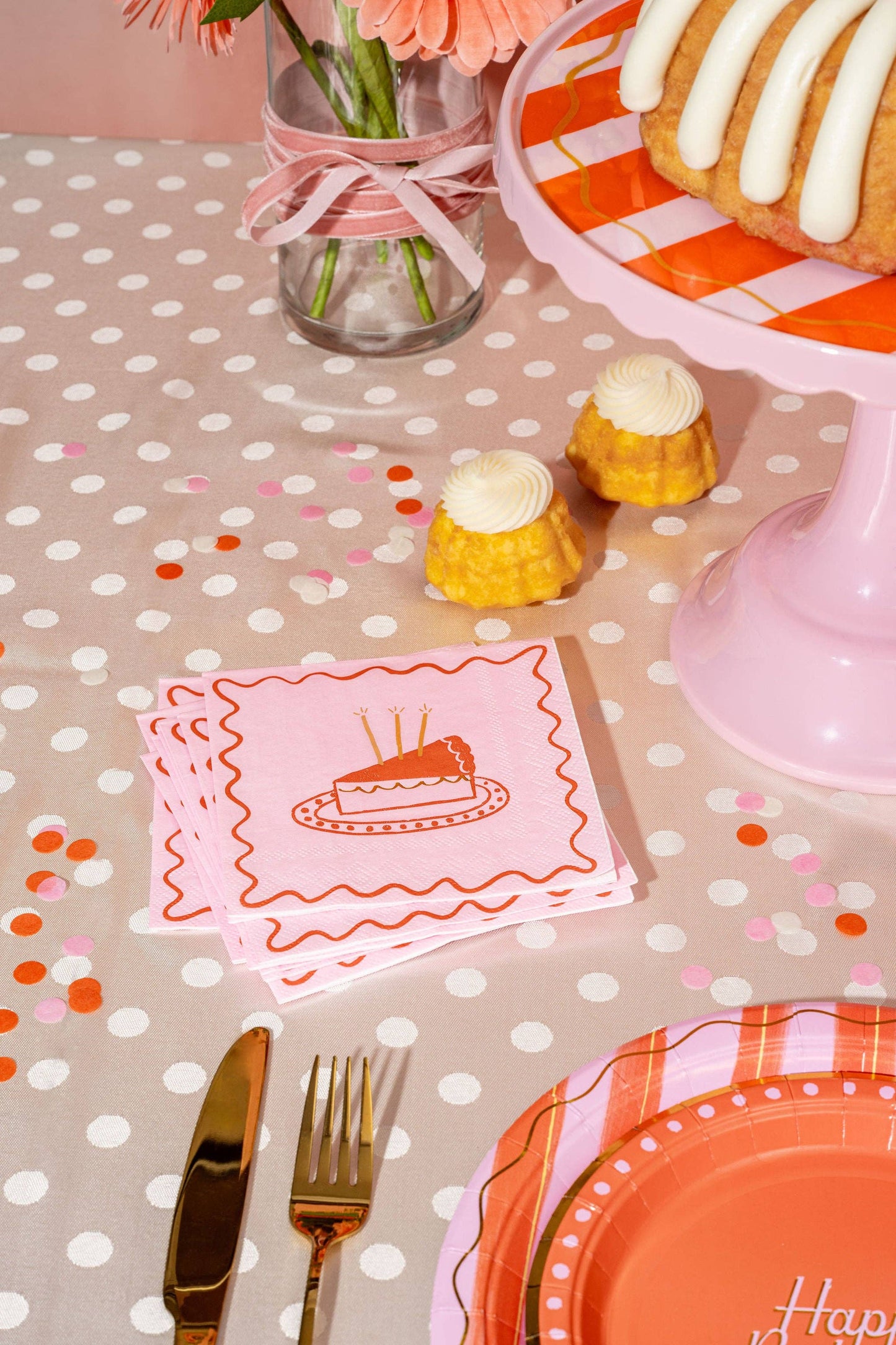 Emergency Confetti - Pink & Red Birthday Cocktail Napkins