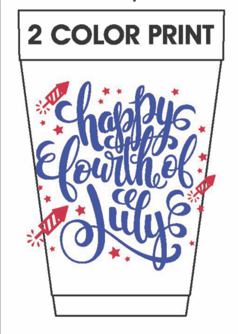Happy Forth of July Cup written in script