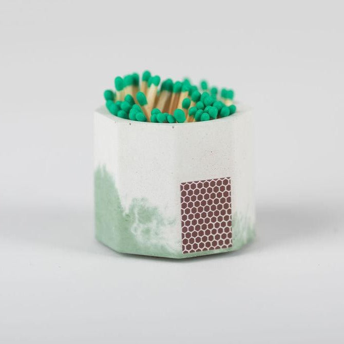 Matcha & White Match Holder w/ Striker and Green Matches