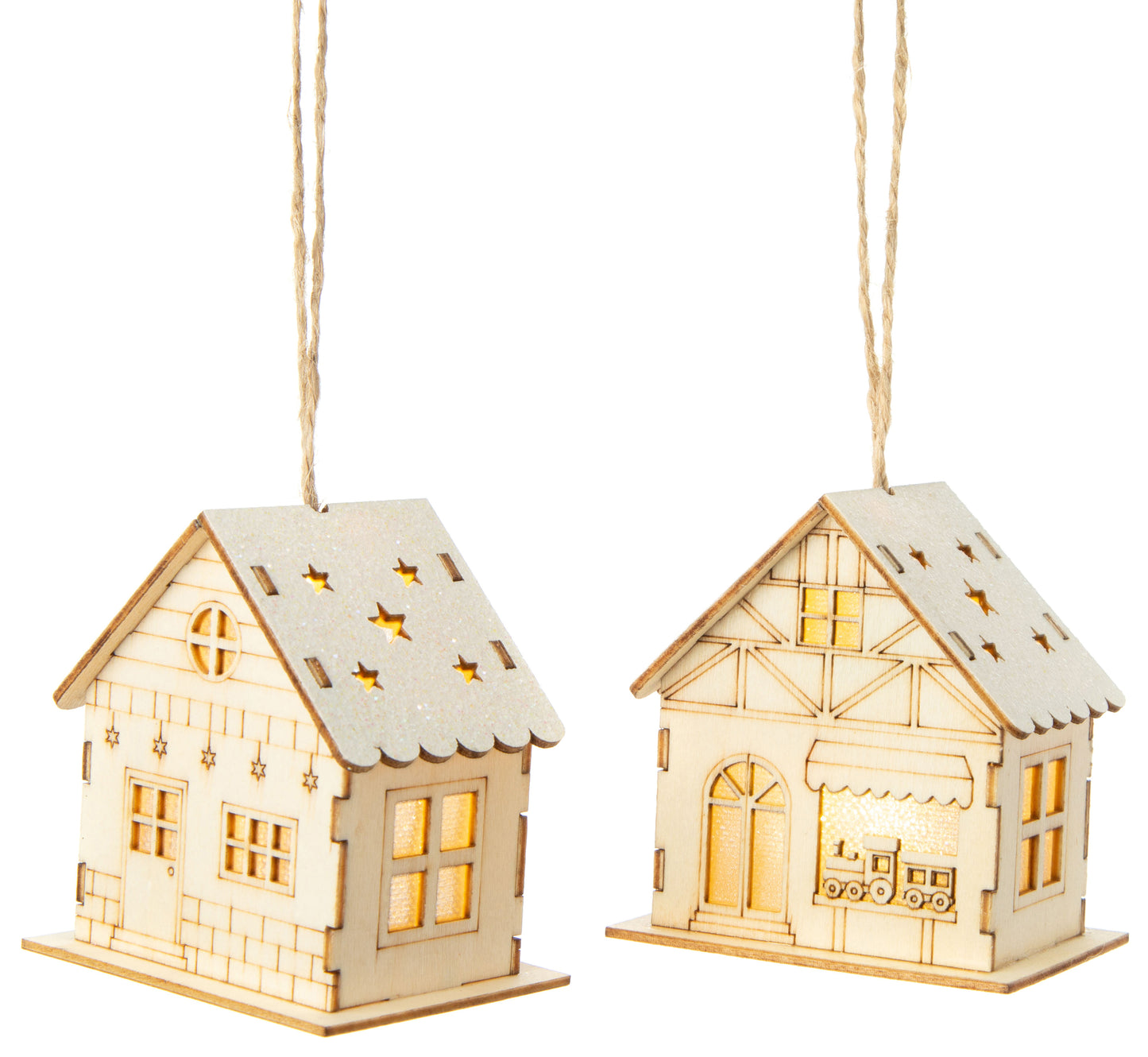 Mini Wood Houses Ornaments