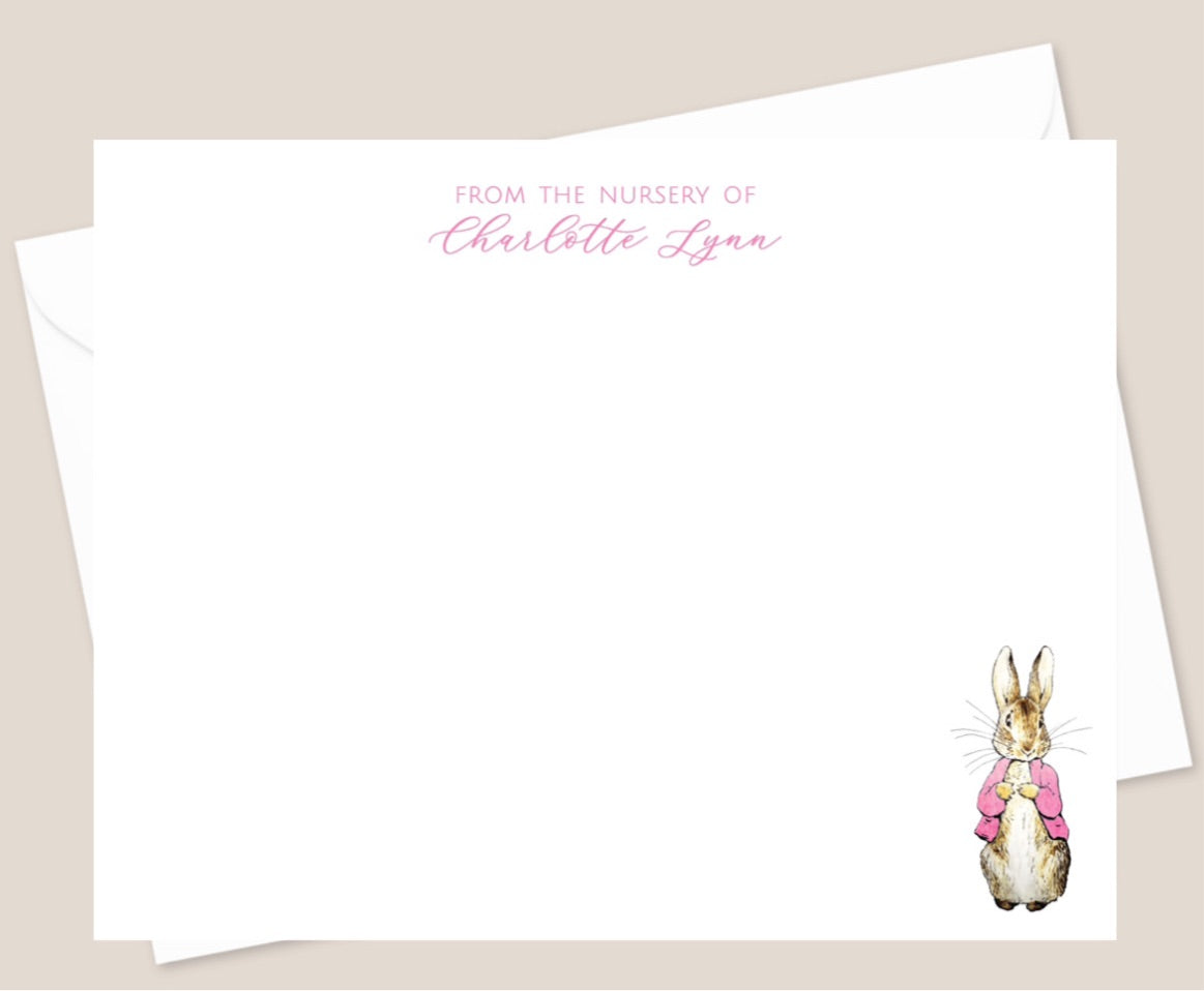 Pink Peter Rabbit stationery