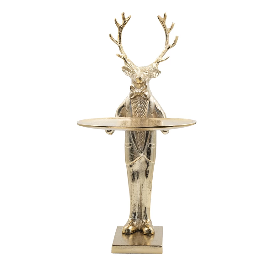 Cast Aluminum Deer with Tray