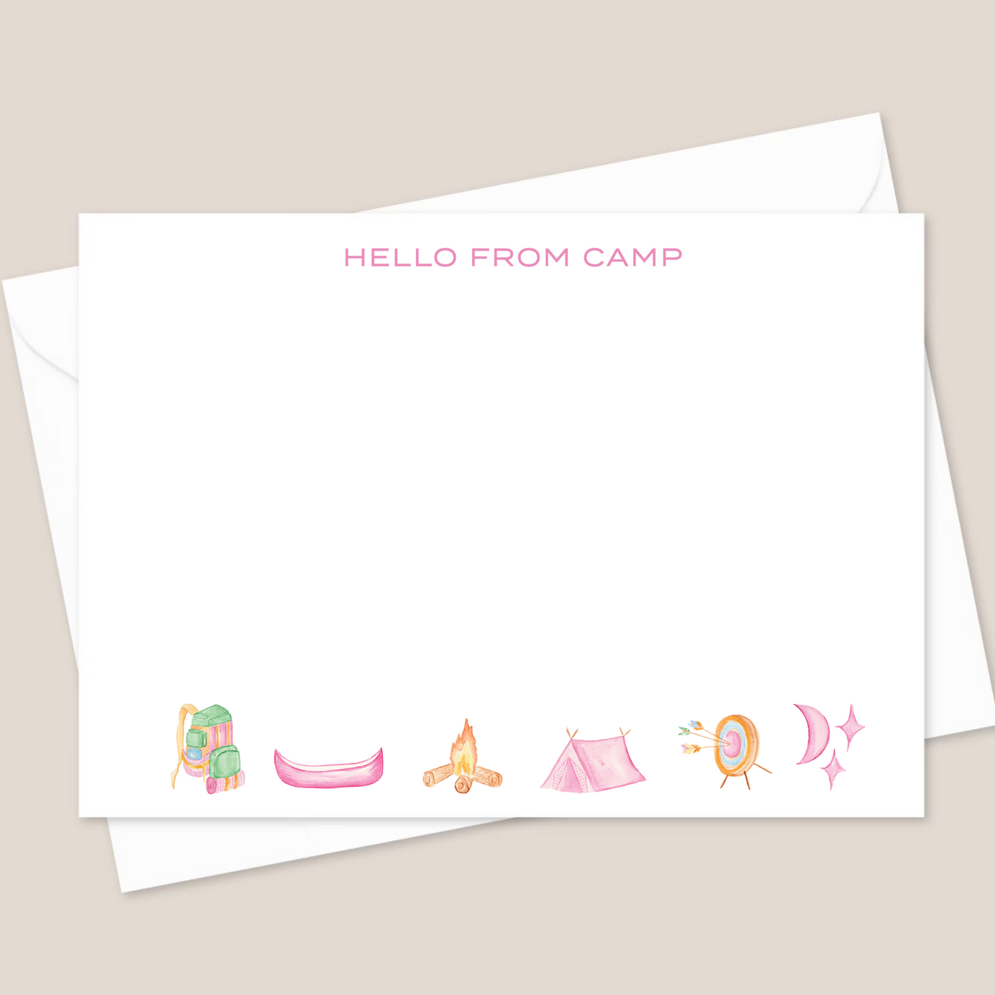 pink camp stationery