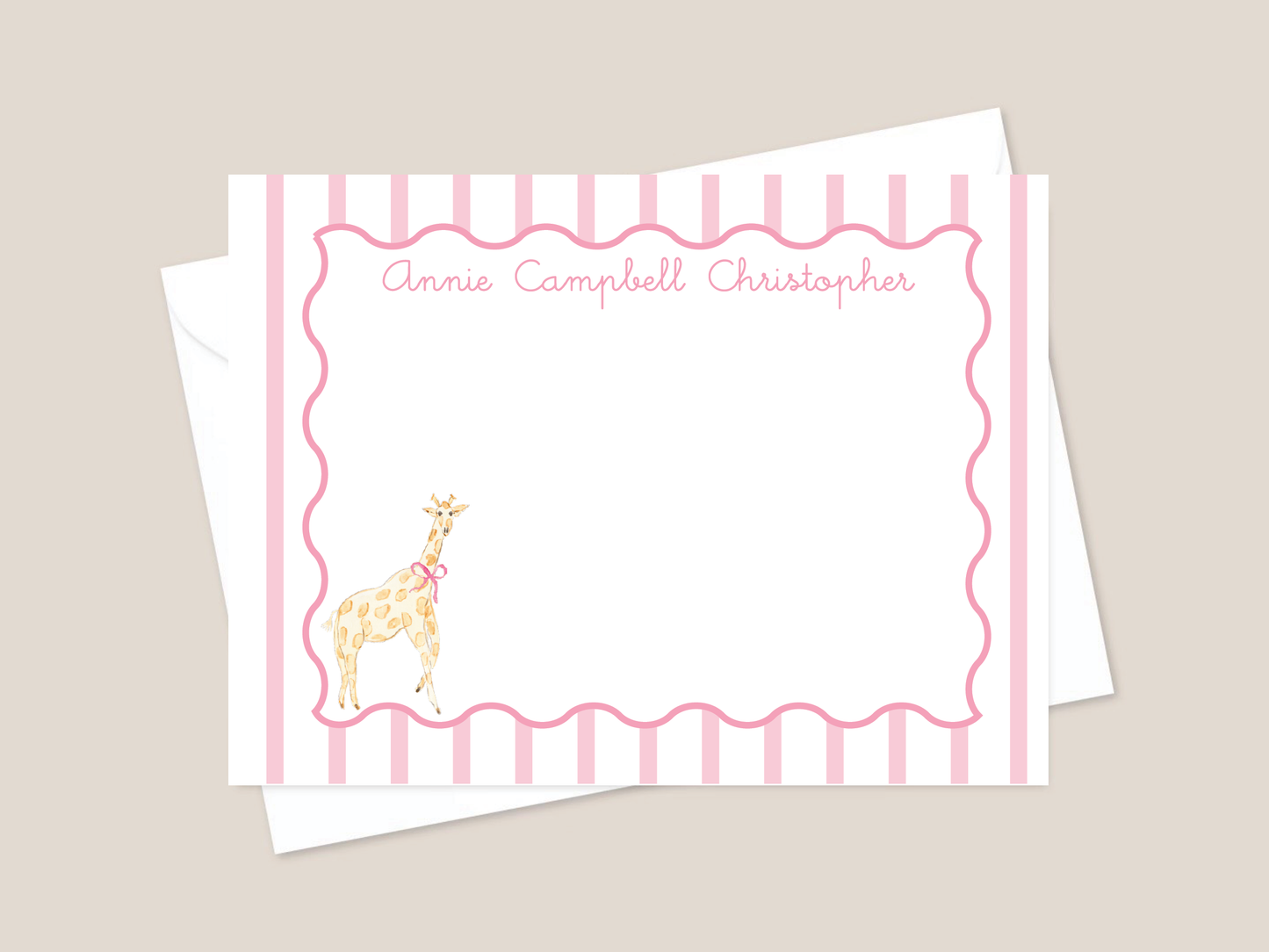 pink giraffe notecards