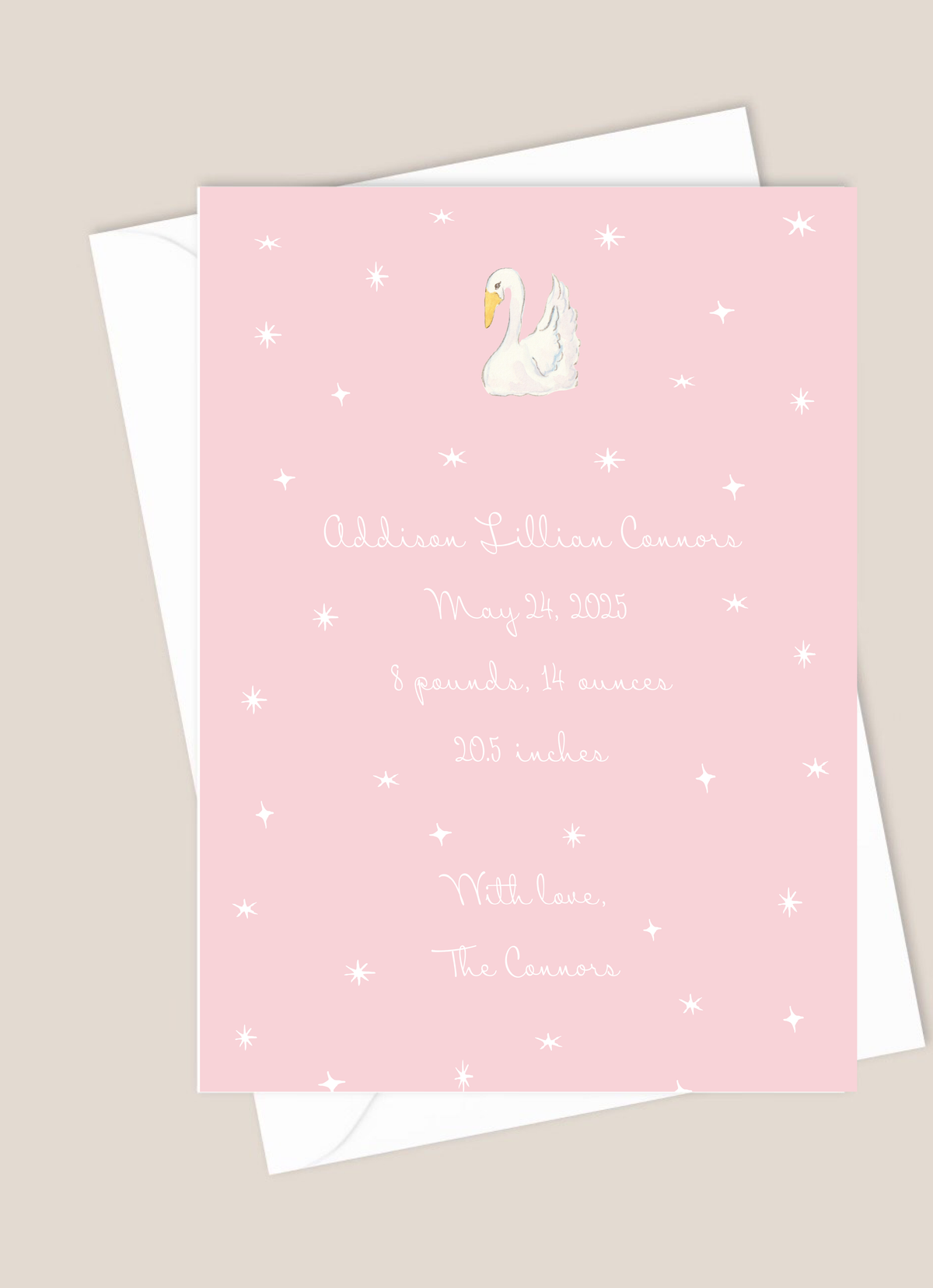 Starry Swan Baby Announcement