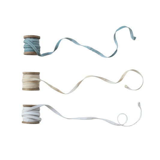 Velvet Ribbon with Metallic Silver Edges