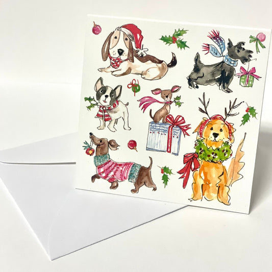 Mini  festive dog Christmas card