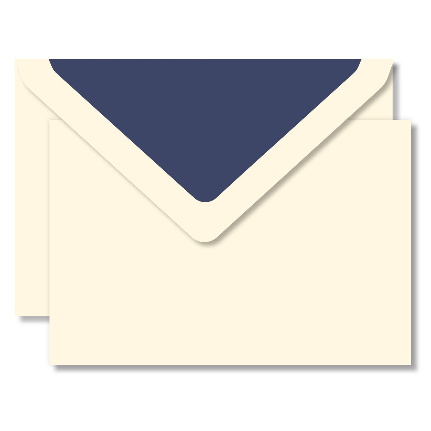 Laid Note Card Box Cream Laid/ Lining Navy Blue