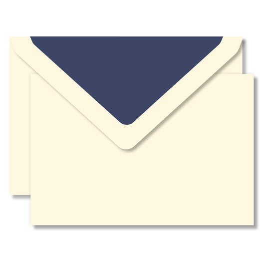 Laid Note Card Box Cream Laid/ Lining Navy Blue